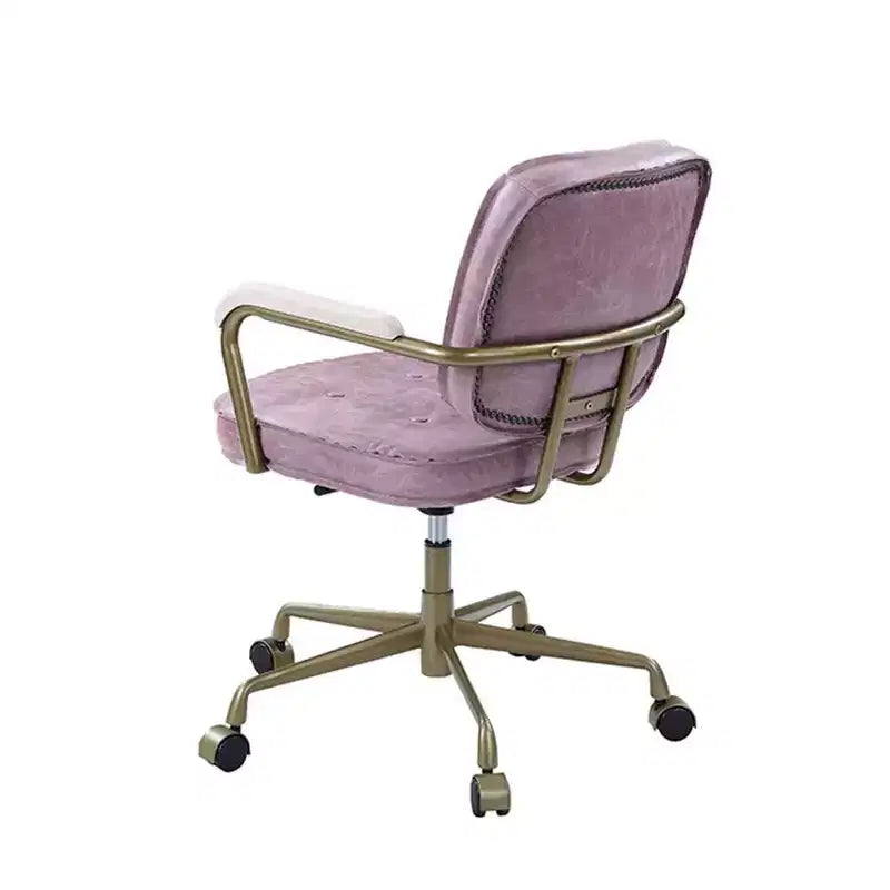 Poltrona reclinabile di design in pelle con trama incrociata da 25" Rosa - Acme Furniture: Girevole, Struttura in metallo, Nessun assemblaggio