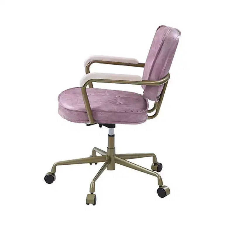 Poltrona reclinabile di design in pelle con trama incrociata da 25" Rosa - Acme Furniture: Girevole, Struttura in metallo, Nessun assemblaggio