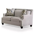 Creation Velvet Upholstered Loveseat Light Gray/Navy - Furniture Of America