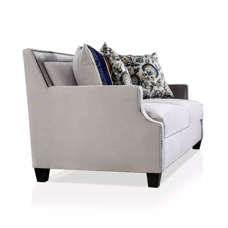 Divanetto imbottito in velluto Creation grigio chiaro/blu marino - Furniture Of America