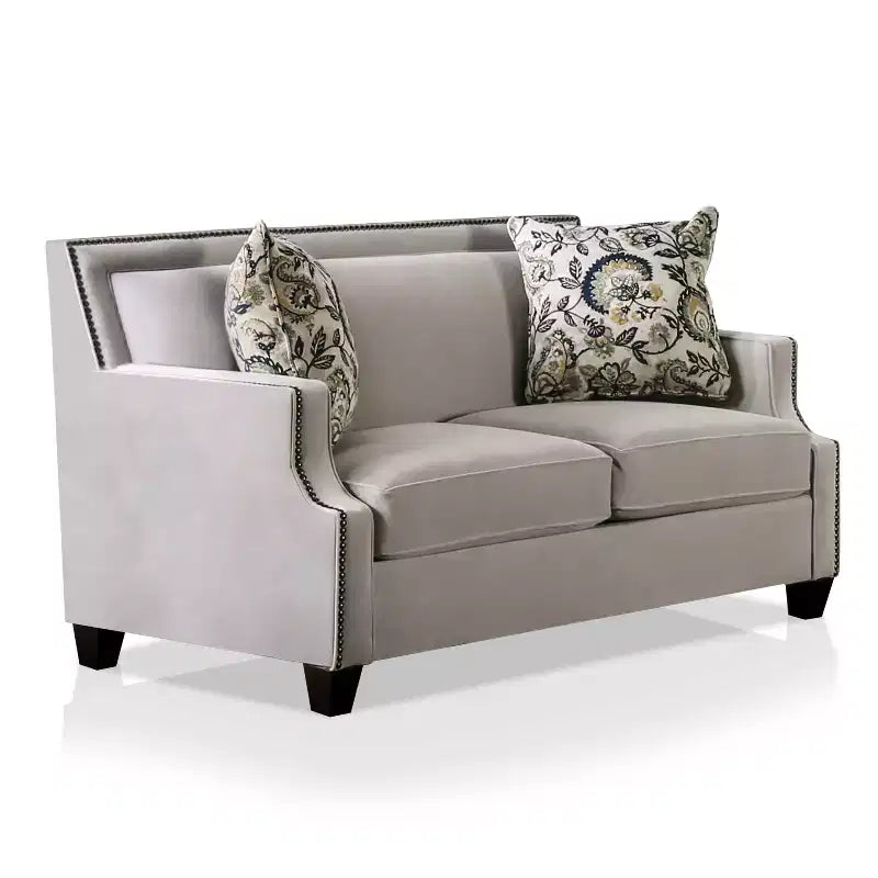 Divanetto imbottito in velluto Creation grigio chiaro/blu marino - Furniture Of America