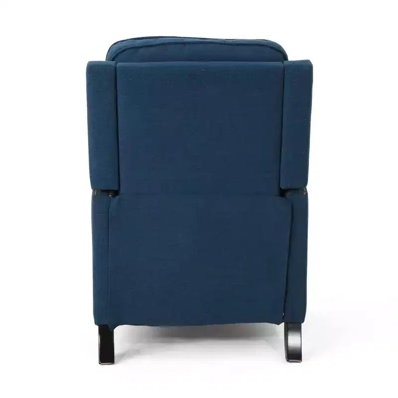 Poltrona reclinabile tradizionale in tessuto Cecelia blu navy - Christopher Knight Home: con borchie, reclinabile a spinta, per piccoli spazi
