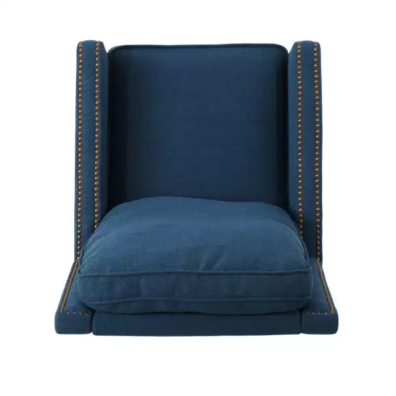Poltrona reclinabile tradizionale in tessuto Cecelia blu navy - Christopher Knight Home: con borchie, reclinabile a spinta, per piccoli spazi