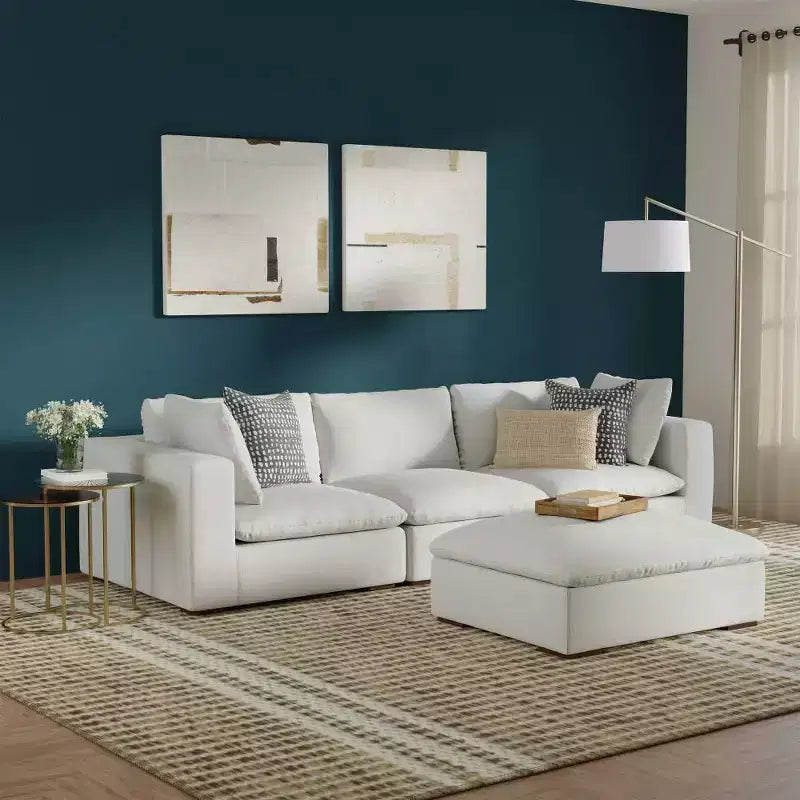 WyndenHall Marlee Divano 3 posti e Pouf Grigio Nuvola