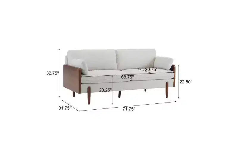 Christopher Knight Home Ella, divano moderno a 3 posti imbottito, struttura in legno da 182 cm con cuscini decorativi, beige