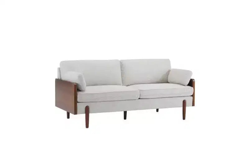 Christopher Knight Home Ella, divano moderno a 3 posti imbottito, struttura in legno da 182 cm con cuscini decorativi, beige