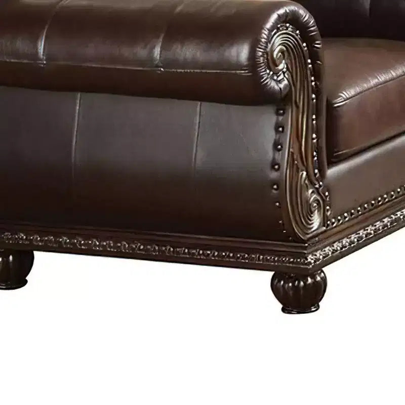 Poltrona Anondale in pelle pieno fiore Acme Furniture, Espresso/Ciliegio