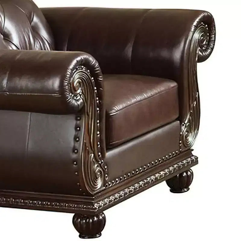 Poltrona Anondale in pelle pieno fiore Acme Furniture, Espresso/Ciliegio