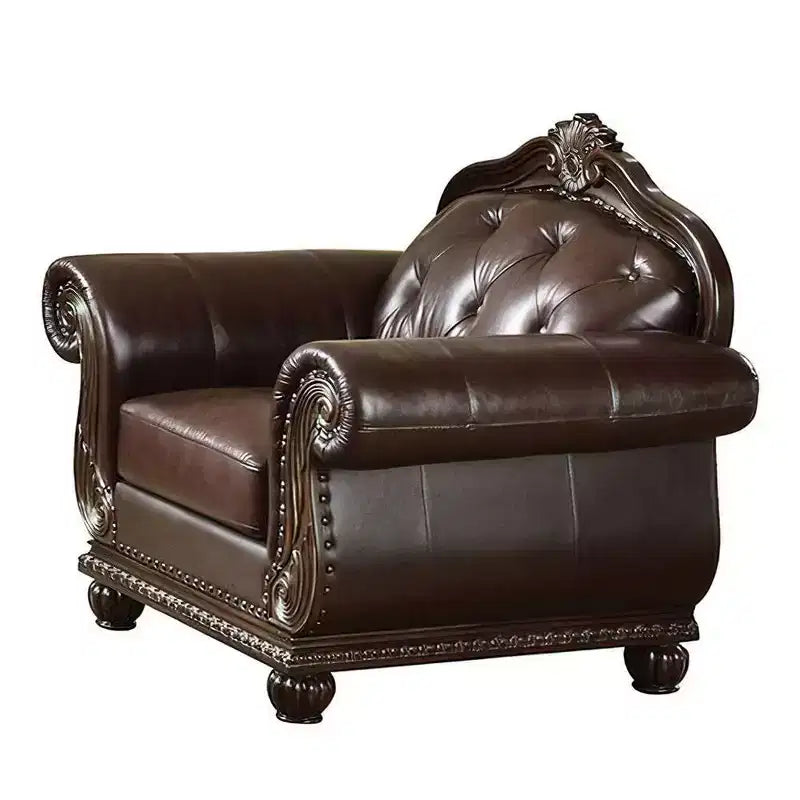 Poltrona Anondale in pelle pieno fiore Acme Furniture, Espresso/Ciliegio