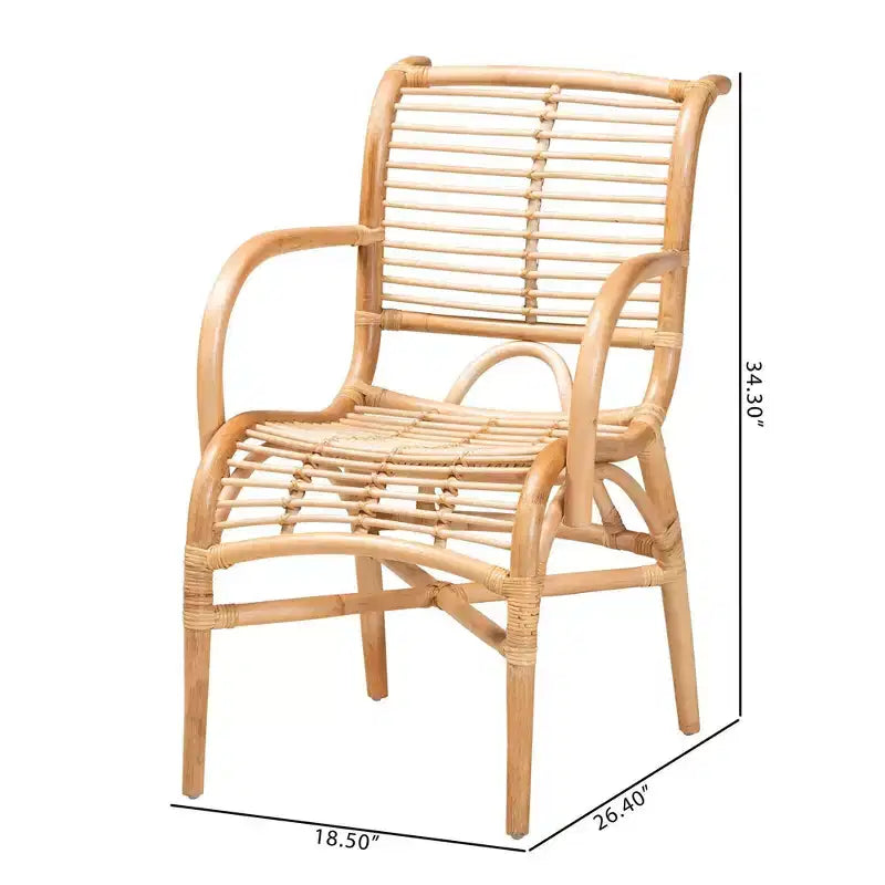 Bali & Pari Seminyak Poltrona Lounger in Rattan Naturale Marrone: Accento per Interni in Vimini, Senza Girello