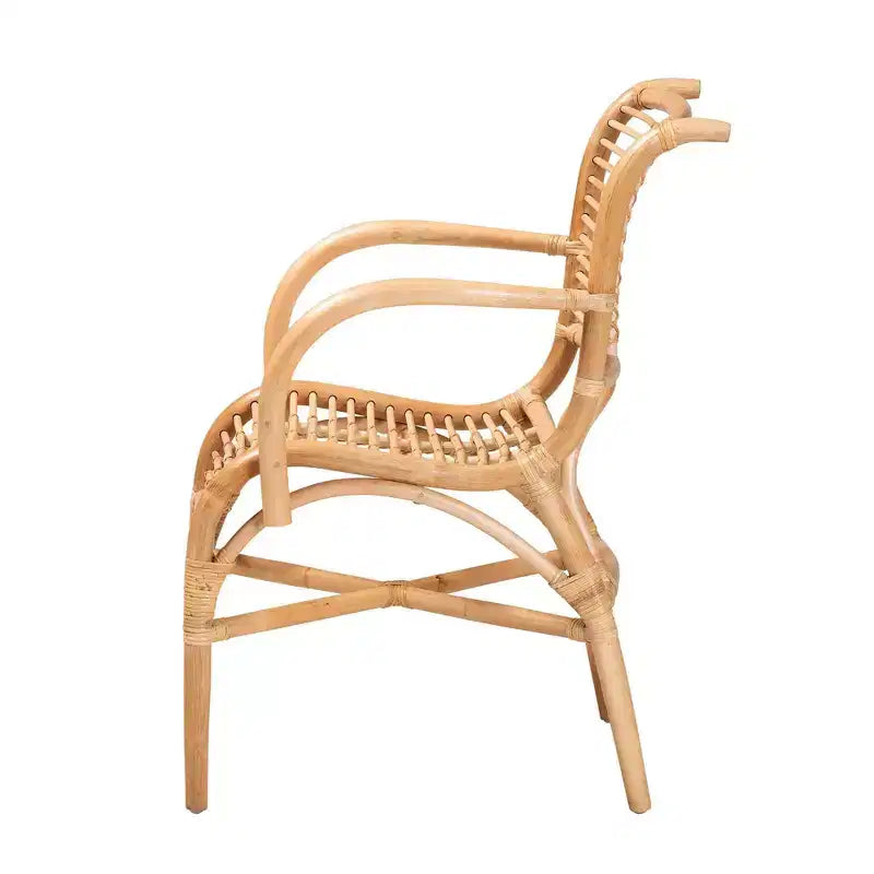 Bali & Pari Seminyak Poltrona Lounger in Rattan Naturale Marrone: Accento per Interni in Vimini, Senza Girello