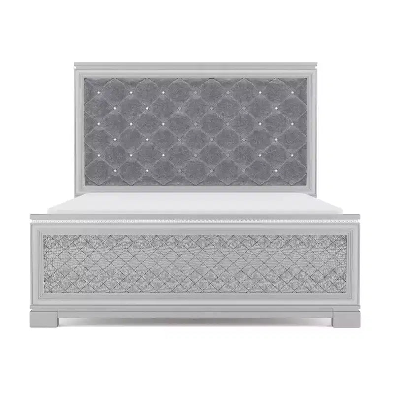 Set Letto Matrimoniale Queen Tenaya 3 Pezzi con 2 Comodini Argento/Grigio - HOMES: Inside + Out