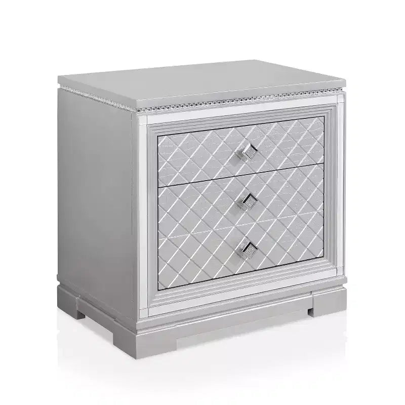 Set Letto Matrimoniale Queen Tenaya 3 Pezzi con 2 Comodini Argento/Grigio - HOMES: Inside + Out
