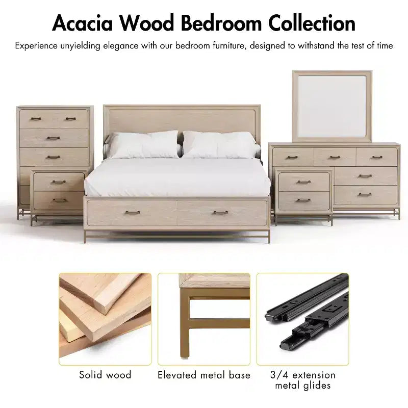 HOMES: Inside + Out Set Comodino e Cassettiera 3 pz Neovesi Wood Quercia Boho