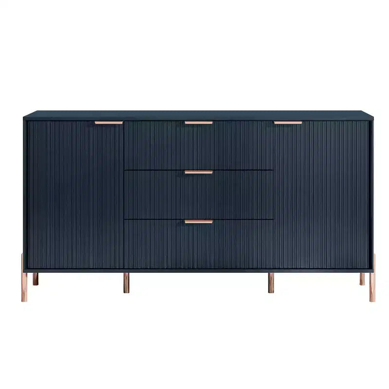 Festivo 3 pezzi Comodini moderni di design a 3 cassetti e comò a 3 cassetti blu scuro