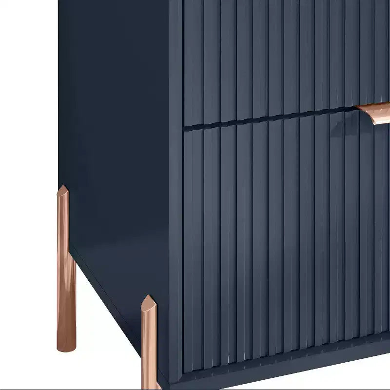 Festivo 3 pezzi Comodini moderni di design a 3 cassetti e comò a 3 cassetti blu scuro