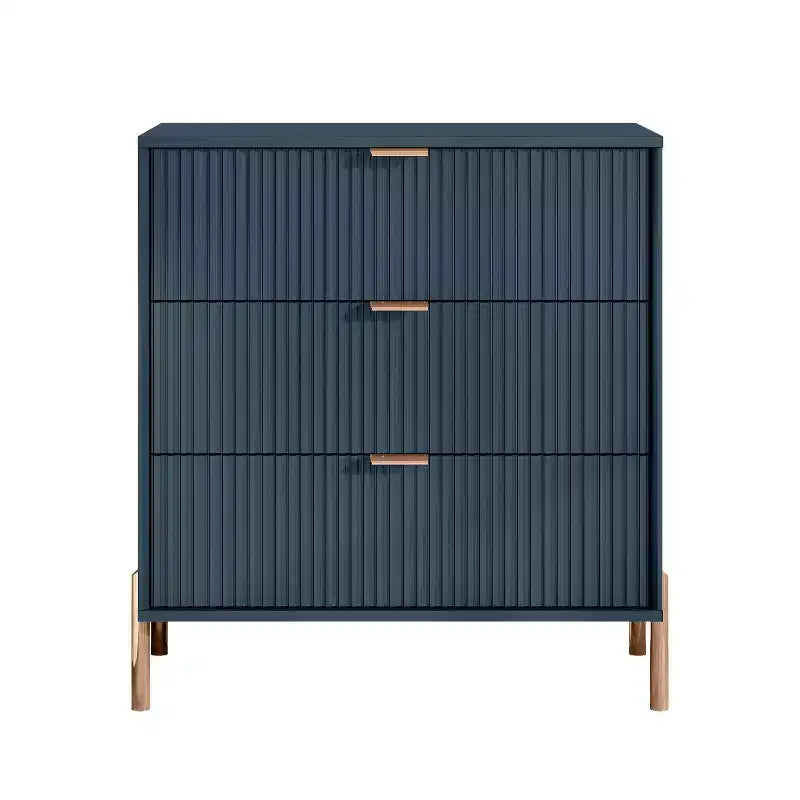 Festivo 3 pezzi Comodini moderni di design a 3 cassetti e comò a 3 cassetti blu scuro