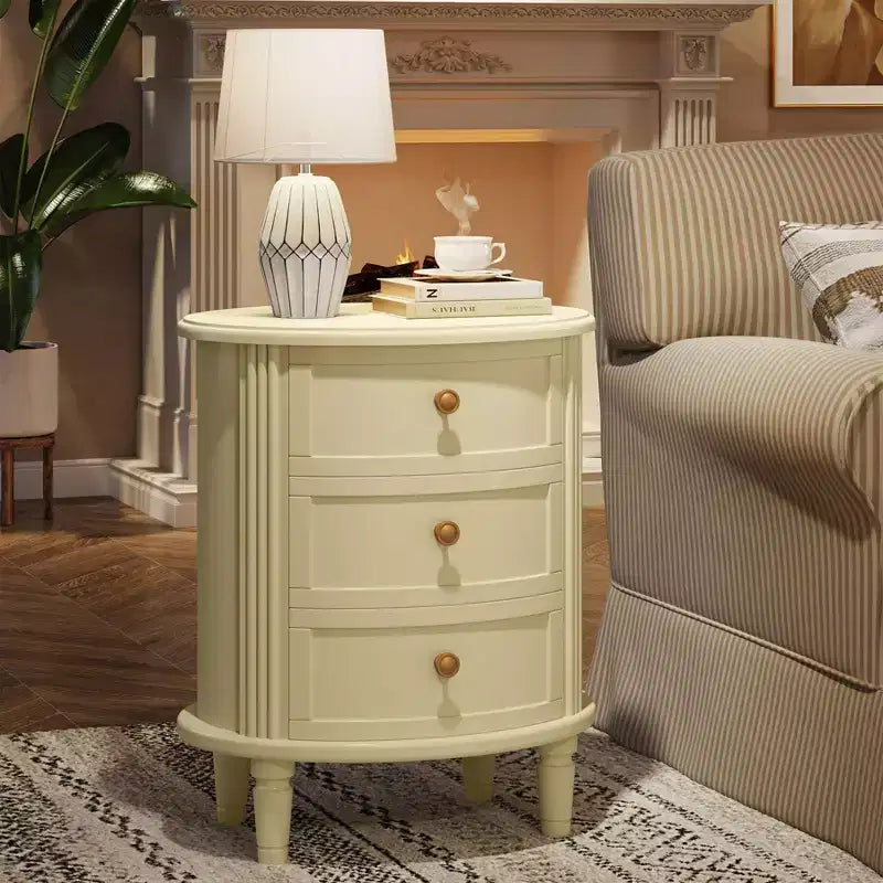 Comodino LITTLE TREE a 3 cassetti completamente assemblato, colore bianco