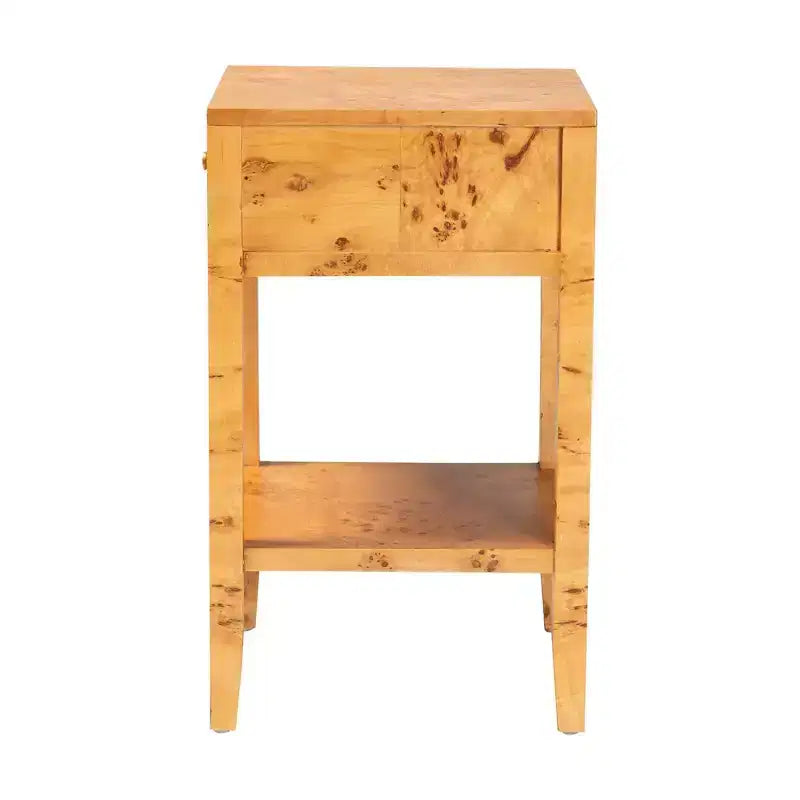 bali & pari Ghina Wood Comodino 1 Cassetto Radica di Pioppo Chiaro