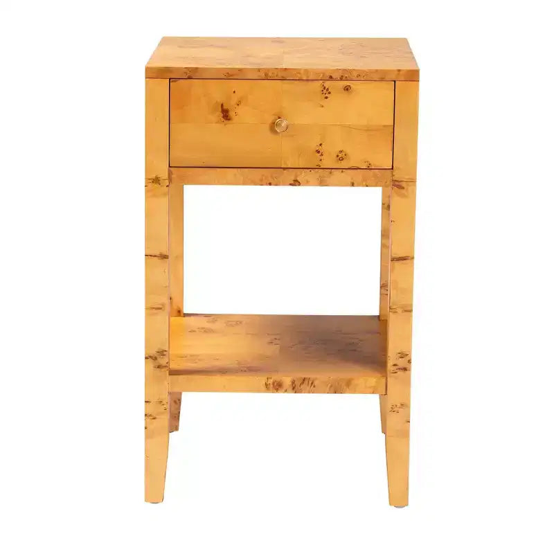 bali & pari Ghina Wood Comodino 1 Cassetto Radica di Pioppo Chiaro
