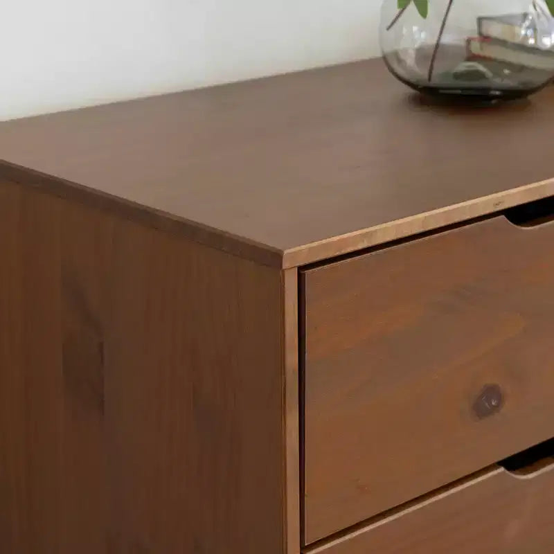 Cassettiera a 6 cassetti Powell Pensy in legno massiccio, stile Mid-Century Modern, noce: Mobile contenitore per camera da letto, struttura in pino, guide in metallo