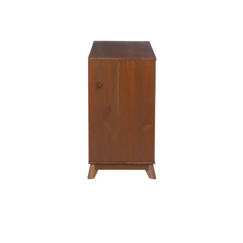 Cassettiera a 6 cassetti Powell Pensy in legno massiccio, stile Mid-Century Modern, noce: Mobile contenitore per camera da letto, struttura in pino, guide in metallo