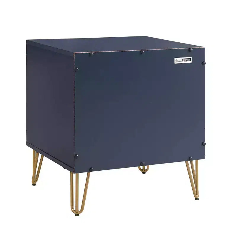 Manhattan Comfort Dumbo Comodino a 2 Cassetti Blu Notte: Mobile da Comodino Moderno in MDF con Guide Metalliche