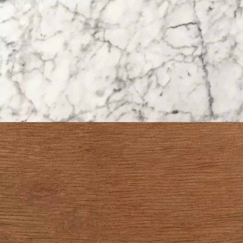 Tavolino da Comodino con Cassetto Portaoggetti in Legno Massello e Finto Marmo da 25" - Nathan James
