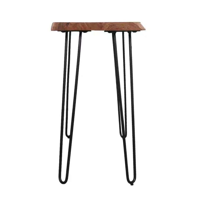 Consolle Tavolo Porta TV Alaterre Furniture Hairpin Naturale Marrone Bordo Vivo in Metallo e Legno