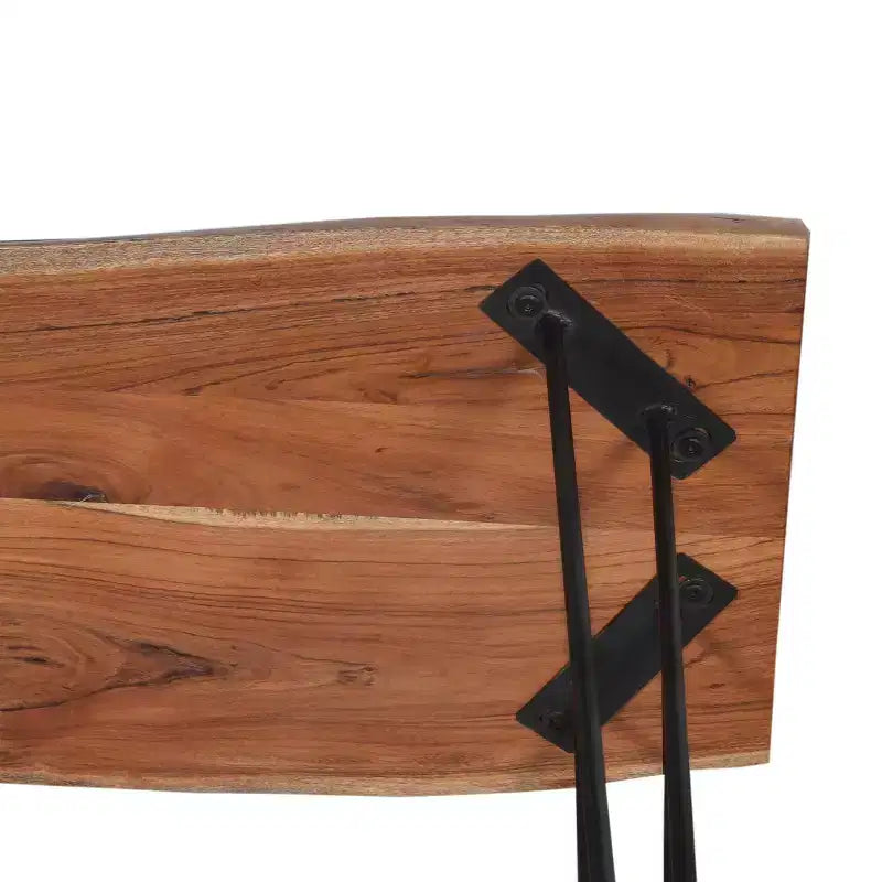 Consolle Tavolo Porta TV Alaterre Furniture Hairpin Naturale Marrone Bordo Vivo in Metallo e Legno