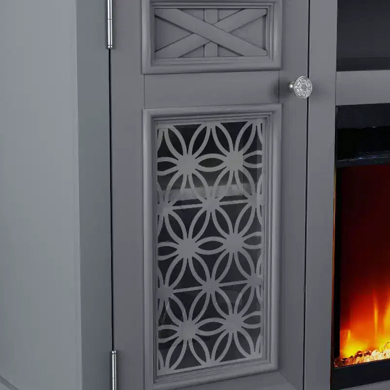 Mobile TV Festivo Farmhouse da 70" per TV fino a 80" con camino, Grigio