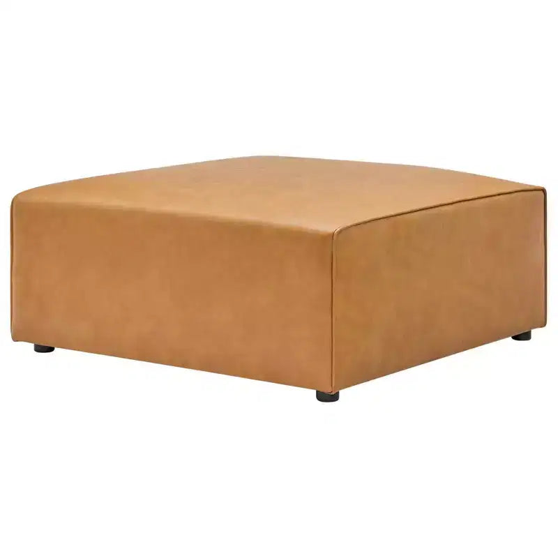 Mingle Pouf in Ecopelle Velluto Cuoio - Modway: Moderna Seduta Quadrata Imbottita, Ecopelle, Struttura in Legno, 94x94x39.4 cm