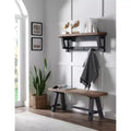 42" Odin Solid Wood Hook with Storage Shelf and Bench Set Black - Alaterre Furniture: Rustic Industrial Design, Pine Frame