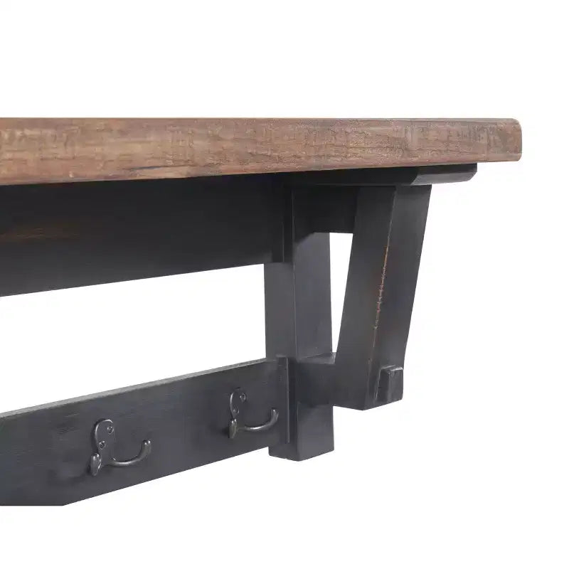 Set panca e ripiano portaoggetti con gancio in legno massiccio Odin 42" nero - Alaterre Furniture: design rustico industriale, struttura in pino