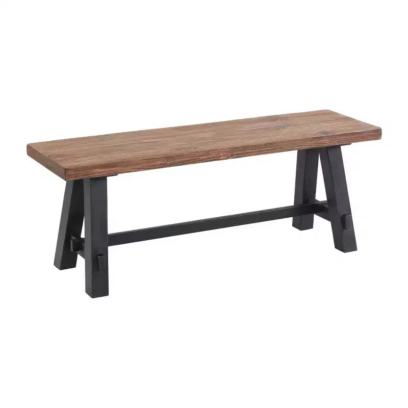 Set panca e ripiano portaoggetti con gancio in legno massiccio Odin 42" nero - Alaterre Furniture: design rustico industriale, struttura in pino