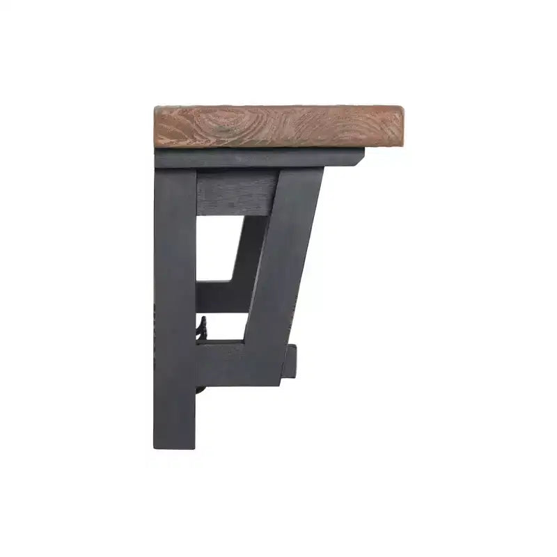 Set panca e ripiano portaoggetti con gancio in legno massiccio Odin 42" nero - Alaterre Furniture: design rustico industriale, struttura in pino