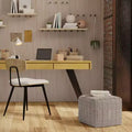 WyndenHall Billie Square Woven Pouf Gray: Contemporary Jute Upholstered Ottoman, Padded Seat, 18"x18"x14"