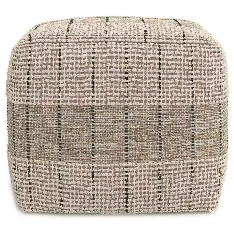 WyndenHall Billie Pouf Quadrato Intrecciato Grigio: Pouf Contenitore in Juta in Stile Contemporaneo, Seduta Imbottita, 18"x18"x14"