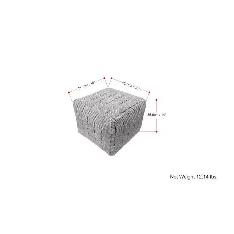 WyndenHall Billie Pouf Quadrato Intrecciato Grigio: Pouf Contenitore in Juta in Stile Contemporaneo, Seduta Imbottita, 18"x18"x14"