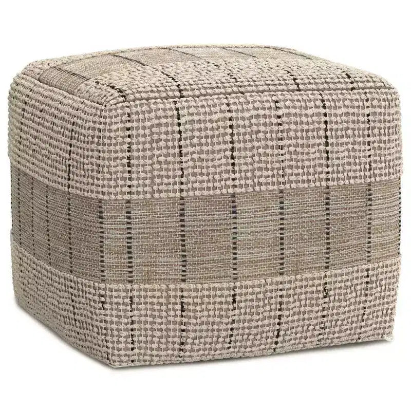 WyndenHall Billie Pouf Quadrato Intrecciato Grigio: Pouf Contenitore in Juta in Stile Contemporaneo, Seduta Imbottita, 18"x18"x14"