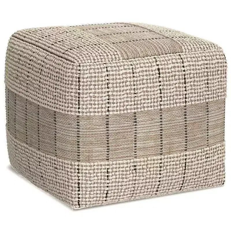 WyndenHall Billie Pouf Quadrato Intrecciato Grigio: Pouf Contenitore in Juta in Stile Contemporaneo, Seduta Imbottita, 18"x18"x14"