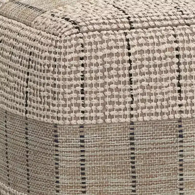 WyndenHall Billie Pouf Quadrato Intrecciato Grigio: Pouf Contenitore in Juta in Stile Contemporaneo, Seduta Imbottita, 18"x18"x14"