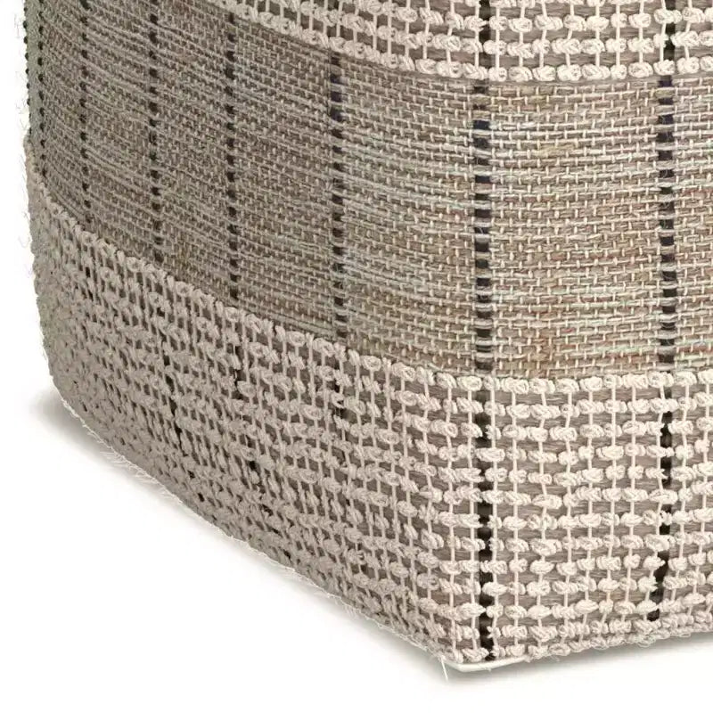WyndenHall Billie Pouf Quadrato Intrecciato Grigio: Pouf Contenitore in Juta in Stile Contemporaneo, Seduta Imbottita, 18"x18"x14"