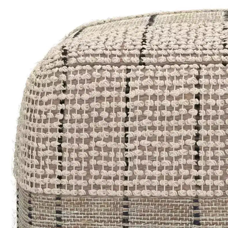 WyndenHall Billie Pouf Quadrato Intrecciato Grigio: Pouf Contenitore in Juta in Stile Contemporaneo, Seduta Imbottita, 18"x18"x14"