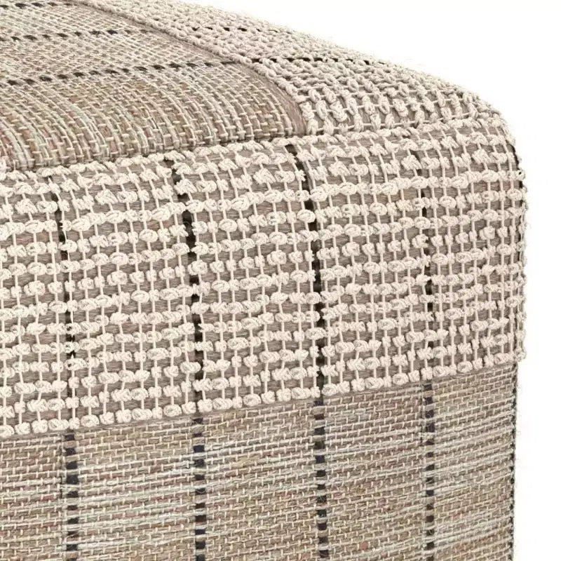 WyndenHall Billie Pouf Quadrato Intrecciato Grigio: Pouf Contenitore in Juta in Stile Contemporaneo, Seduta Imbottita, 18"x18"x14"