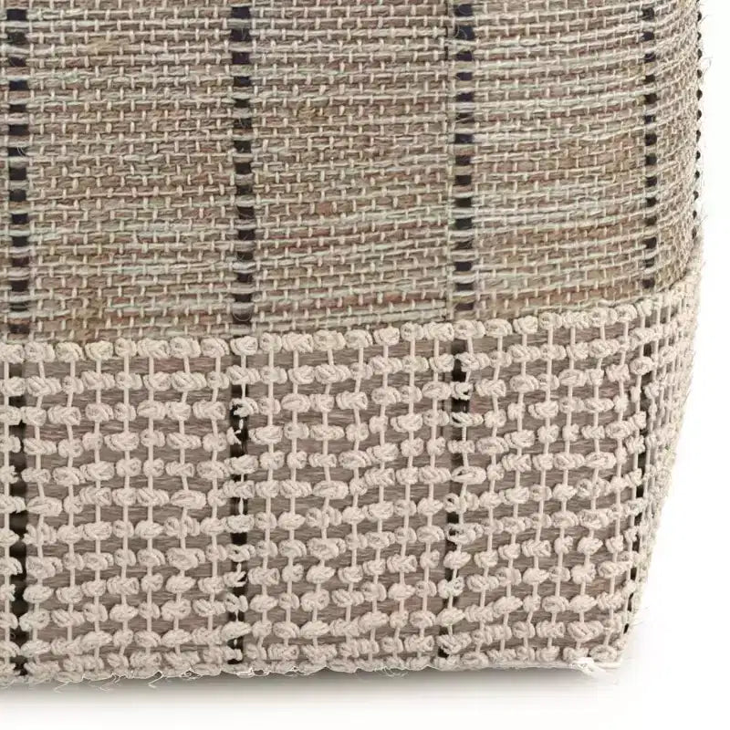 WyndenHall Billie Pouf Quadrato Intrecciato Grigio: Pouf Contenitore in Juta in Stile Contemporaneo, Seduta Imbottita, 18"x18"x14"