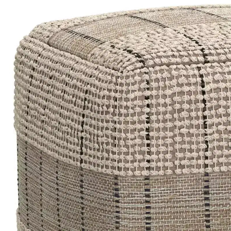 WyndenHall Billie Pouf Quadrato Intrecciato Grigio: Pouf Contenitore in Juta in Stile Contemporaneo, Seduta Imbottita, 18"x18"x14"