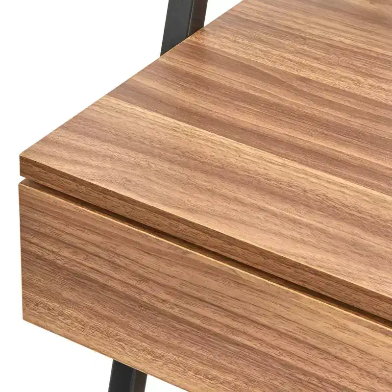 Scrivania e Scaffale a Scala 2 pezzi Noce/Nero: Scrivania con Mensola Inclinata con Ripiani Aperti, MDF e Telaio in Metallo