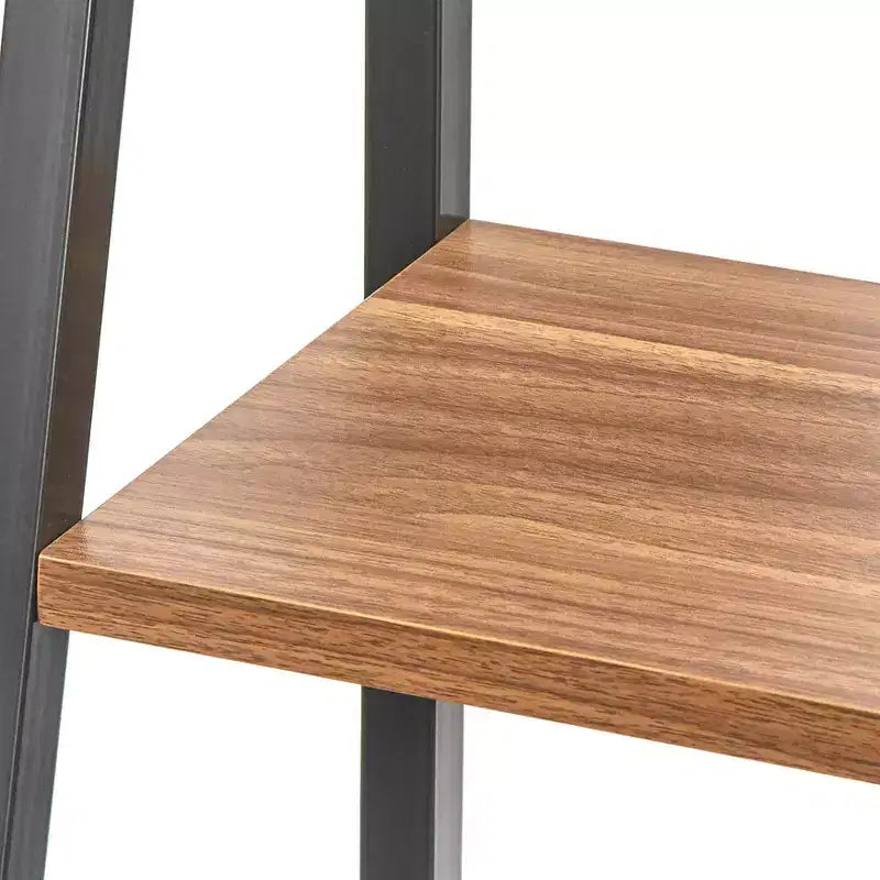 Scrivania e Scaffale a Scala 2 pezzi Noce/Nero: Scrivania con Mensola Inclinata con Ripiani Aperti, MDF e Telaio in Metallo