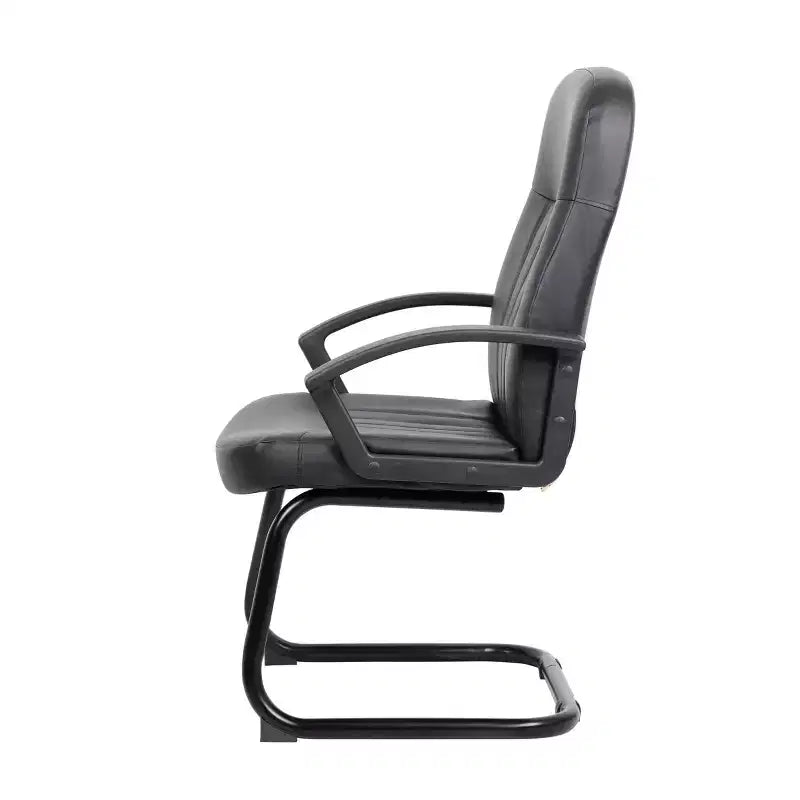 Sedia da Ufficio per Ospiti in Pelle Nera - Boss Office Products: Struttura in Metallo, Imbottita, Braccioli Fissi, Pulire a Macchia